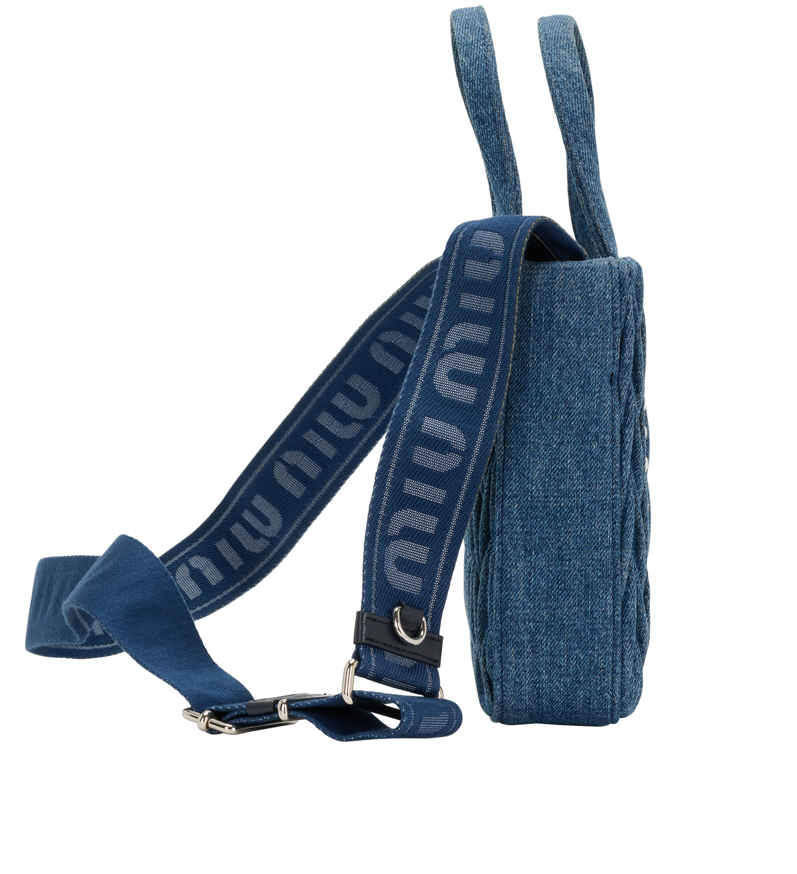 Denim Matelasse Crossbody, &pound;750, Handbags, Blue, Canvas, Side view